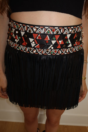 Valentino SS 2016 Runway Leather Fringe Mini Skirt