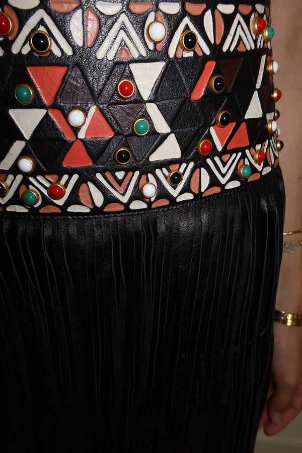 Valentino SS 2016 Runway Leather Fringe Mini Skirt