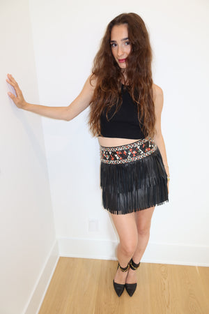 Valentino SS 2016 Runway Leather Fringe Mini Skirt