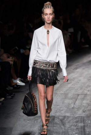 Valentino SS 2016 Runway Leather Fringe Mini Skirt