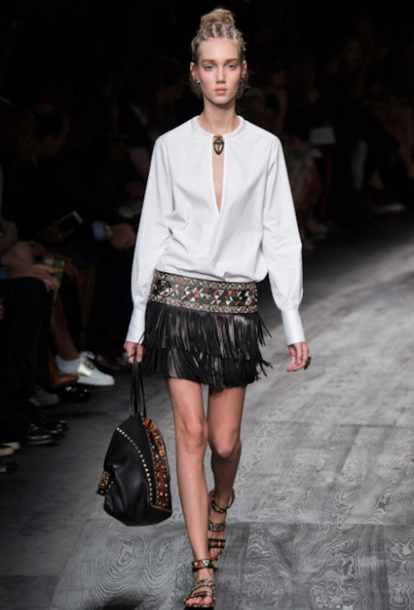 Valentino SS 2016 Runway Leather Fringe Mini Skirt